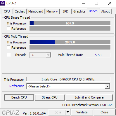 NEXTGEAR-MICRO im620SA1 CPUZ　Core i5-9600K